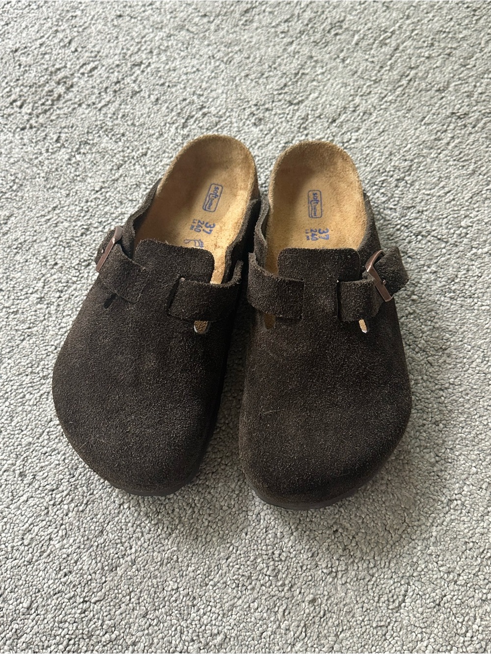 Birkenstock Dark Brown Suede Clogs